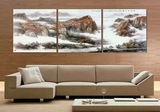 中国风水墨字画客厅装饰画沙发背景墙壁挂画书房办公室三联无框画