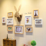 新款照片墙相框墙木质兔头组合墙可爱个性创意家居家饰特价包邮