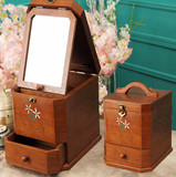 节日结婚礼物复古大号欧中式复古首饰收纳盒木质化妆箱桌面储物