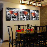 8静物装饰画餐厅无框画水晶画 客厅三联壁画沙发背景墙画红酒杯子
