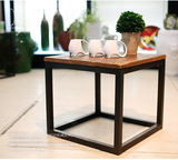 欧式铁艺置物架实木组合小茶几泡茶桌餐桌方形阳台户外休闲桌子