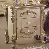 欧式家具 法式实木床头柜 简约欧式 卧室床边柜 雕花储物三斗柜