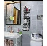卫生间用品收纳架厕所壁挂铁艺四层转角架卫浴 浴室置物架包邮