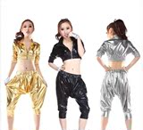 新款漆皮舞蹈服装爵士舞hiphop嘻哈街舞女装套装DS演出服装舞台装