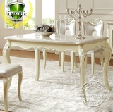新古典欧式餐桌椅组合6人 韩式大理石餐桌4人饭桌小户型 长方形白