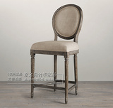特价新古典吧椅时尚酒吧椅复古做旧吧椅高脚椅实木椅凳布艺可定制