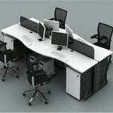 森达家具 黑白 简约办公桌屏风 四人位员工位组合 办公台屏风