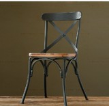 美式乡村铁艺实木餐椅工业LOFT风格咖啡椅办公休闲椅电脑椅靠背椅