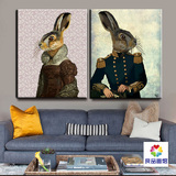 美式兔骑士创意动物装饰画宜家餐厅咖啡厅客厅卧室挂画壁画儿童房