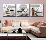客厅装饰画三联无框画沙发背景墙画现代简约抽象花瓶壁画卧室挂画