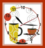 包邮精准印花布咖啡物语时钟表面系列十字绣小图挂画黄绿两幅G200