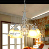 特价白色铁艺欧式5头玻璃吊灯简约田园客厅餐厅卧室服装店灯具