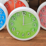 0037现代简约糖果色圆形挂钟 纯色桌面小时钟闹钟表238G