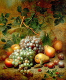 精准印花法国DMC正品十字绣欧式餐厅古典静物油画 水果葡萄杏树莓