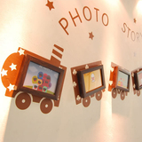 照片墙创意儿童房卡通相框墙组合小火车墙贴相片墙免费洗照片送胶