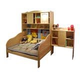 松堡王国功能床 书架 书柜床 芬兰松木儿童家具 一米二单人床C307