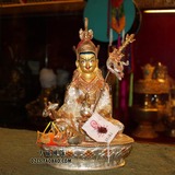 西藏佛教用品 莲花生大士 莲师 尼泊尔鎏金鎏银纯铜佛像 7寸23cm