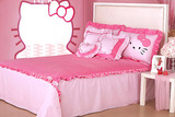 韩式风粉色可爱儿童女孩公主房床上四件套床单床上用品蕾丝全棉3D
