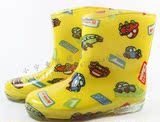 厂家直销 儿童雨鞋雨靴 外贸宝宝水晶雨鞋水鞋 黄色汽车 可批