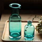 Fan's zakka杂货 简约清新蓝色透明玻璃插花瓶花器冷水壶家居装饰