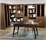 长沙中式家具实木储物柜 橡木书柜组合书柜/书橱/转角书柜 胡桃色