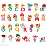 宝宝早教墙贴幼儿园英语教室布置纸卡通娃娃教学26个英文字母贴图