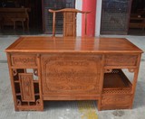 红木家具电脑桌台式家用办公桌实木中式仿古鸡翅木书桌明清古典