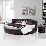 欧式大款时尚真皮圆床双人床2米圆形皮艺床简约现代浪漫结婚床2米