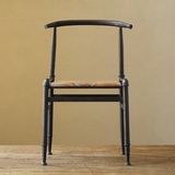 【豪典华庭】美式铁艺实木餐椅复古仿古沙发椅工业风餐椅休闲椅子