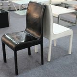 餐椅 黑白色简约现代款高档PVC皮鳄鱼皮 餐厅酒店用特价促销
