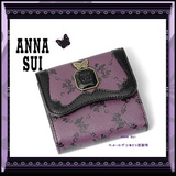 日本代购正品Anna sui安娜苏短款蝶纹经典三色金属搭扣钱包皮夹