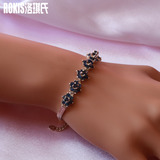 ROKIS天然蓝宝石镶嵌纯银手链泰国原装进口可配证书珠宝裸石定制