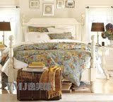 欧式实木柱子床  美式简约白色床  田园风格儿童床  双人床现货床