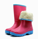 冬季保暖雨靴女中筒雨鞋 加厚橡胶底水靴时尚韩国套鞋加绒棉胶鞋