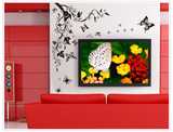 创意家居装饰电视背景墙贴花 可移除墙纸贴画 浪漫蝴蝶花藤墙贴纸