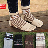五指羊毛袜子脚趾加厚保暖厚的短筒五指袜冬女 纯棉 秋冬5趾袜
