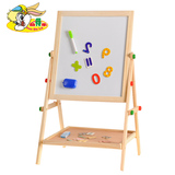 家用儿童画板双面磁性实木支架式画架宝宝写字板白板小黑板可升降