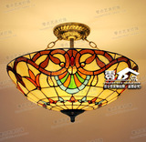 欧式吸顶灯客厅卧室巴洛克蒂凡尼彩色玻璃咖啡厅餐厅工程装饰吊灯