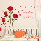 玫瑰 客厅沙发床头电视背景墙花朵贴画浪漫婚房装饰卧室墙贴纸