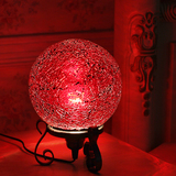 欧式玻璃马赛克婚房时尚床头卧室台灯 浪漫中国红新婚礼品