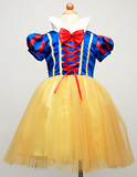 女童白雪公主裙秋冬款长袖儿童礼服裙迪士尼演出服装花童婚纱