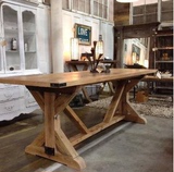 老松木餐桌法式办公桌子工作台LOFT实木画桌书桌茶桌大班台桌做旧