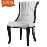嘉美莉 韩式 实木餐椅 白色皮面 软包 现代简约椅子 酒店餐椅 903