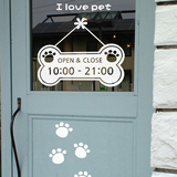 宠物店门贴 可定制时间 欢迎光临店铺橱窗玻璃装饰脚印墙贴纸2078