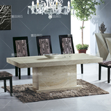 壹品天然洞石简约现代长方形玻璃餐厅台桌家具可定制包邮YT-140