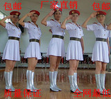 军旅舞蹈服装/现代舞演出服装/舞台演出服装/白色女兵服饰/迷彩裙