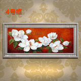 简约欧中式餐客厅书房卧室装饰画白玉兰花卉有框纯手绘油画DLA450