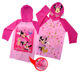 [最新款粉红米妮]迪斯士尼外贸儿童女童雨衣雨披外套 带书包位