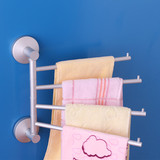 太空铝强力吸盘式置物架牙刷架毛巾架活动折叠旋转毛巾杆双杆