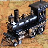 包邮zakka杂货复古手工做旧火车头模型铁皮蒸汽火车 珍藏怀旧礼物
